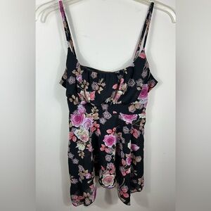 VTG Y2K Self Esteem USA Babydoll Top Large Milkmaid Fairy Whimsigoth Sheer Black